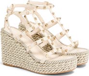 Valentino Garavani Rockstud Ankle Strap Wedge Sandal
