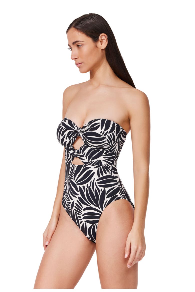Comeback Cut Out Bandeau One Piece, Main, color, Black-White