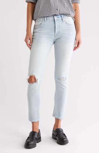 7 For All Mankind Josefina Ripped Straight Leg Crop Jeans