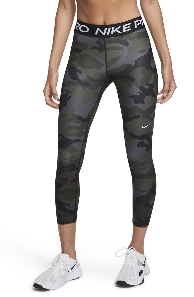 Nike Pro Camo Dri-FIT Crop Tights, Main, color, 
