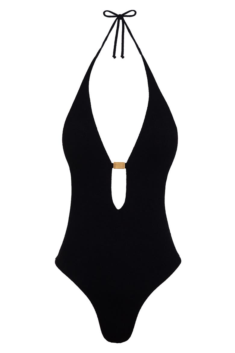 Tammy Sutton Plunge One-Piece Swimsuit, Alternate, color, BLACK