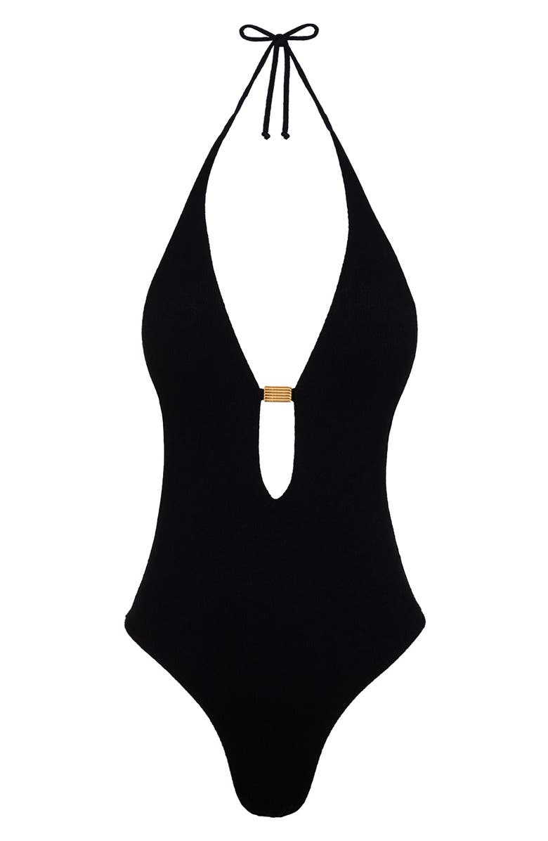 ViX Paula Hermanny Tammy Sutton Plunge One-Piece Swimsuit, Main, color, Black