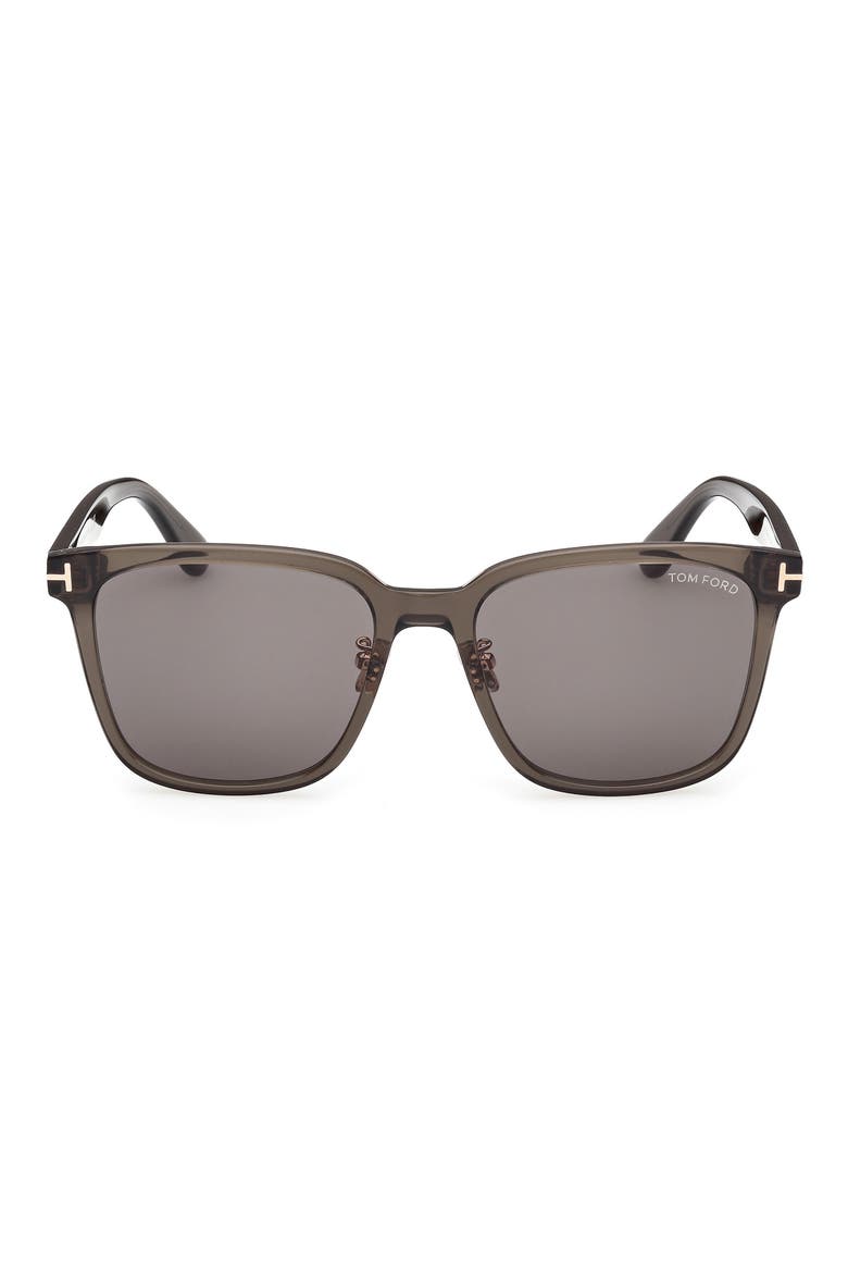 58mm Square Sunglasses, Main, color, SHINY BEIGE / SMOKE