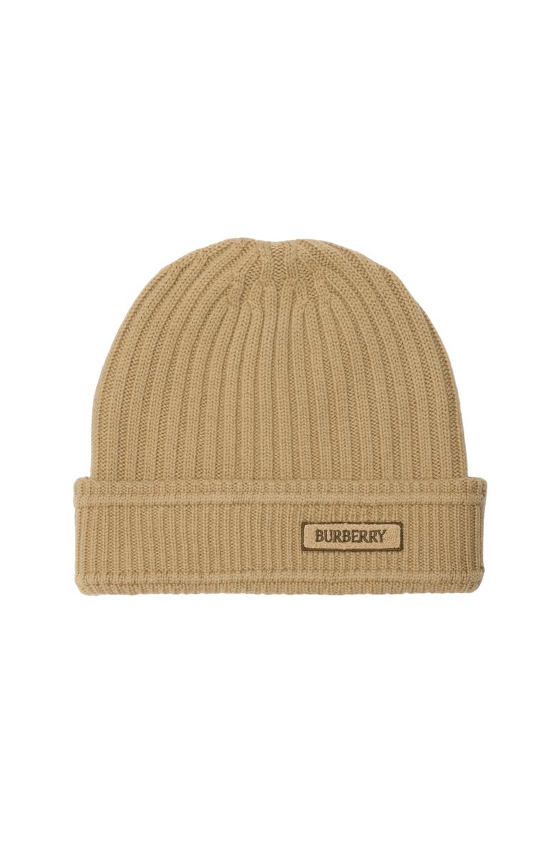 Burberry Logo Wool Beanie, Main, color, Sand