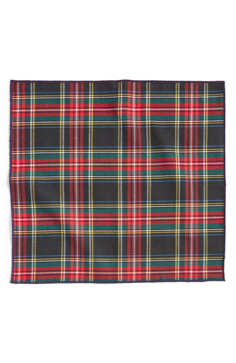 CLIFTON WILSON Holiday Plaid Cotton Pocket Square, Alternate, color,