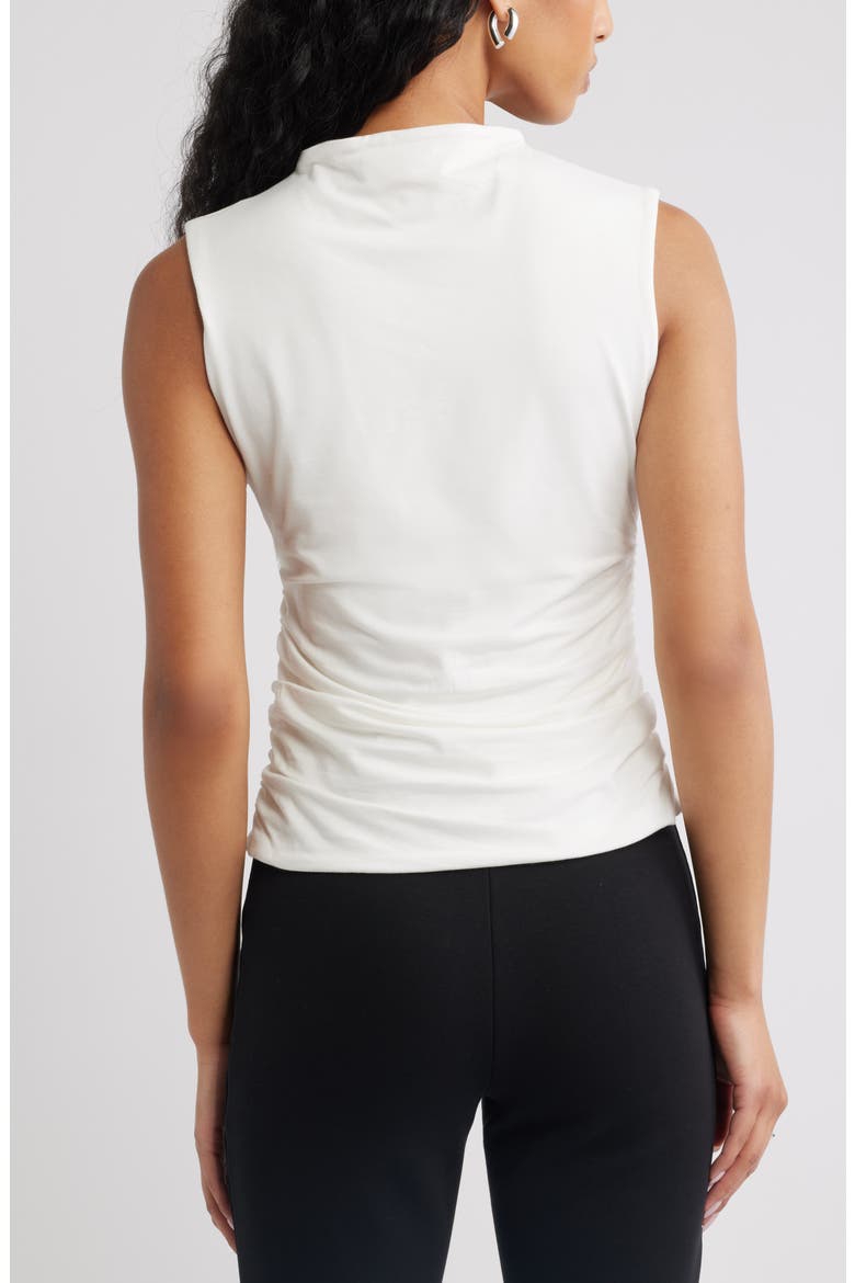 Mock Neck Ruched Tank, Alternate, color, IVORY