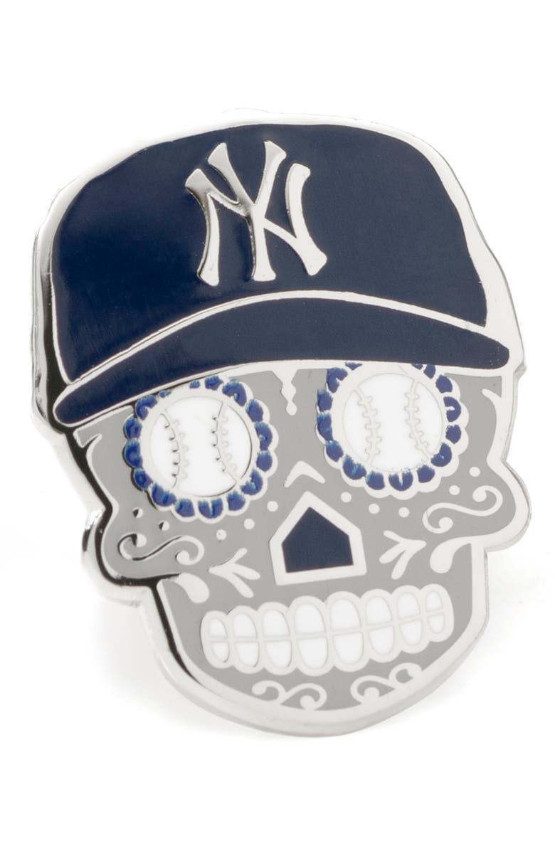 Cufflinks, Inc. New York Yankees Sugar Skull Lapel Pin, Main, color,