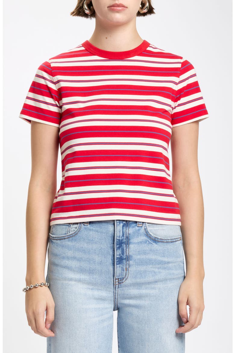 Zuma Stripe Stretch Cotton T-Shirt, Main, color, SCARLET STRIPE