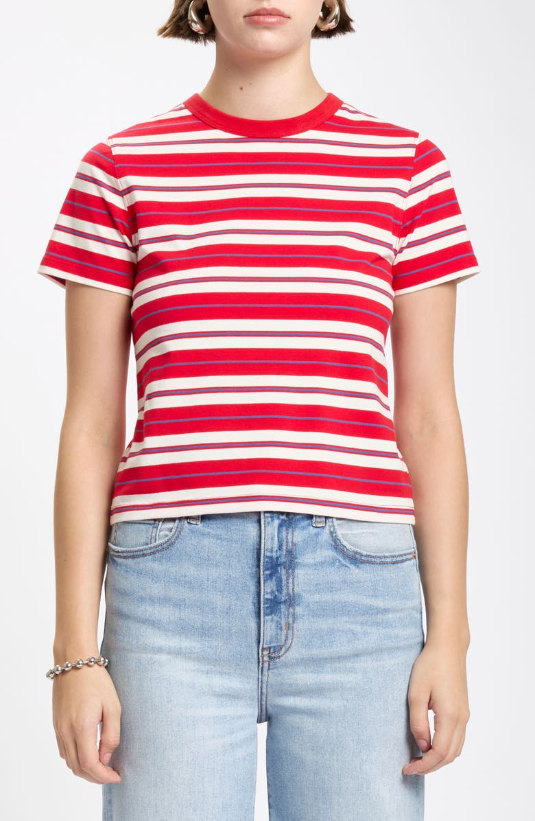 DAZE Zuma Stripe Stretch Cotton T-Shirt, Main, color, Scarlet Stripe