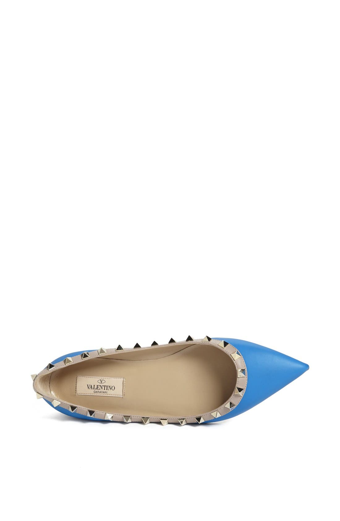 Valentino 'Rockstud' Ballerina Flat, Alternate, color, BLUE