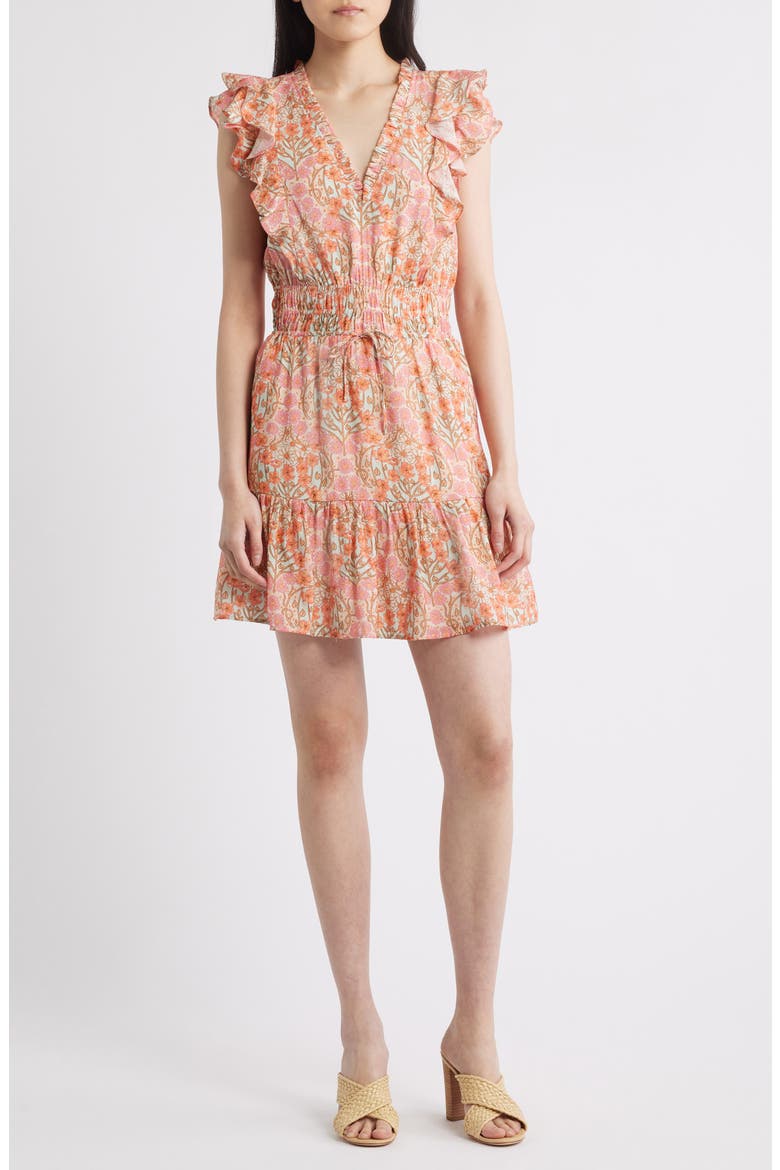 Muriel Floral Print Minidress, Main, color, BLUE BELL MULTI