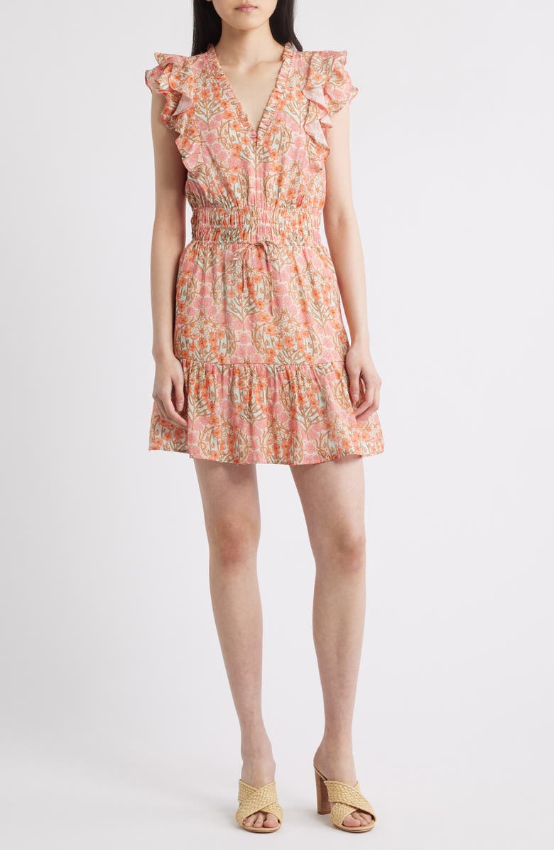 PAIGE Muriel Floral Print Minidress, Main, color, Blue Bell Multi