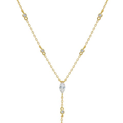Marquise Drop CZ Lariat Necklace