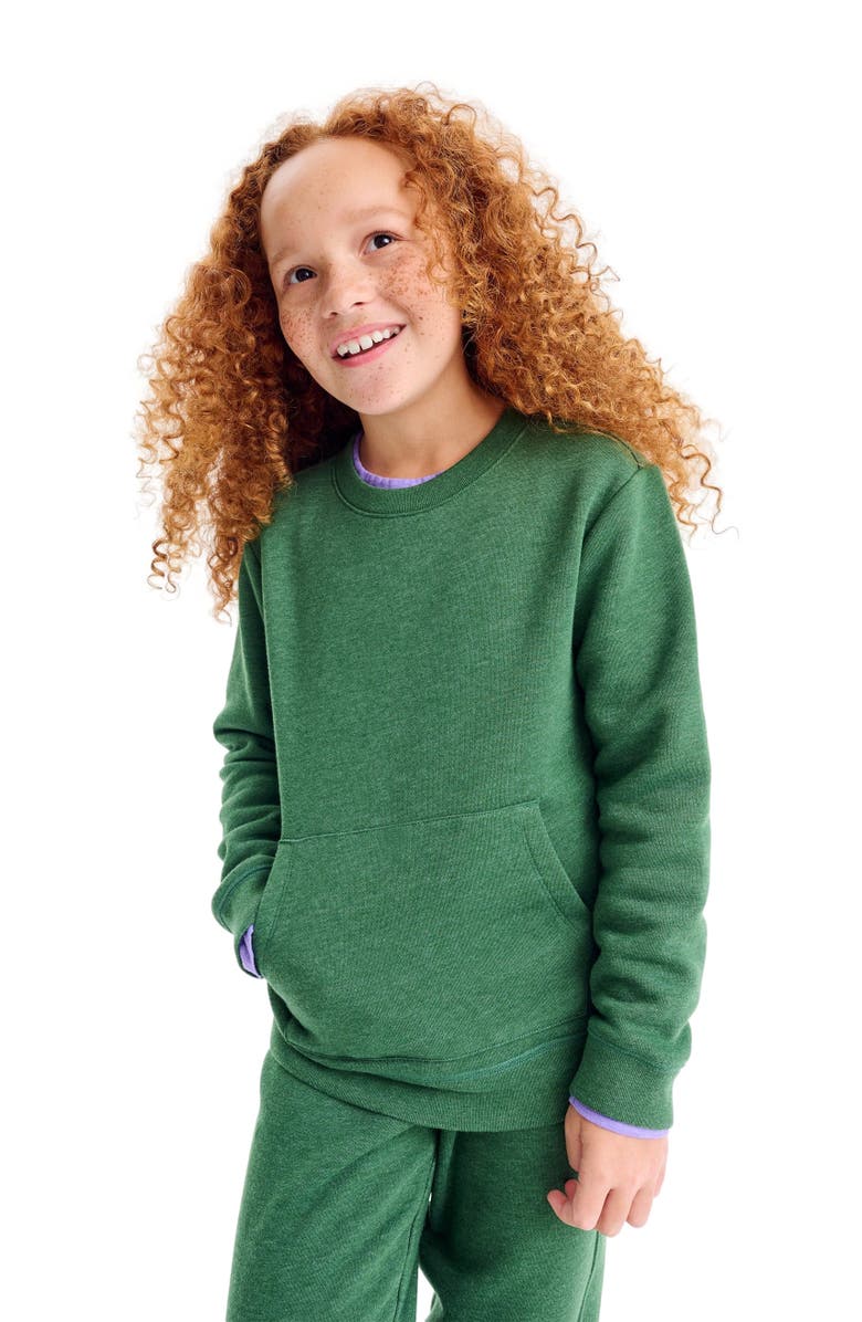 Primary Cozy Fleece Crewneck Sweatshirt, Alternate, color, Heather Evergreen