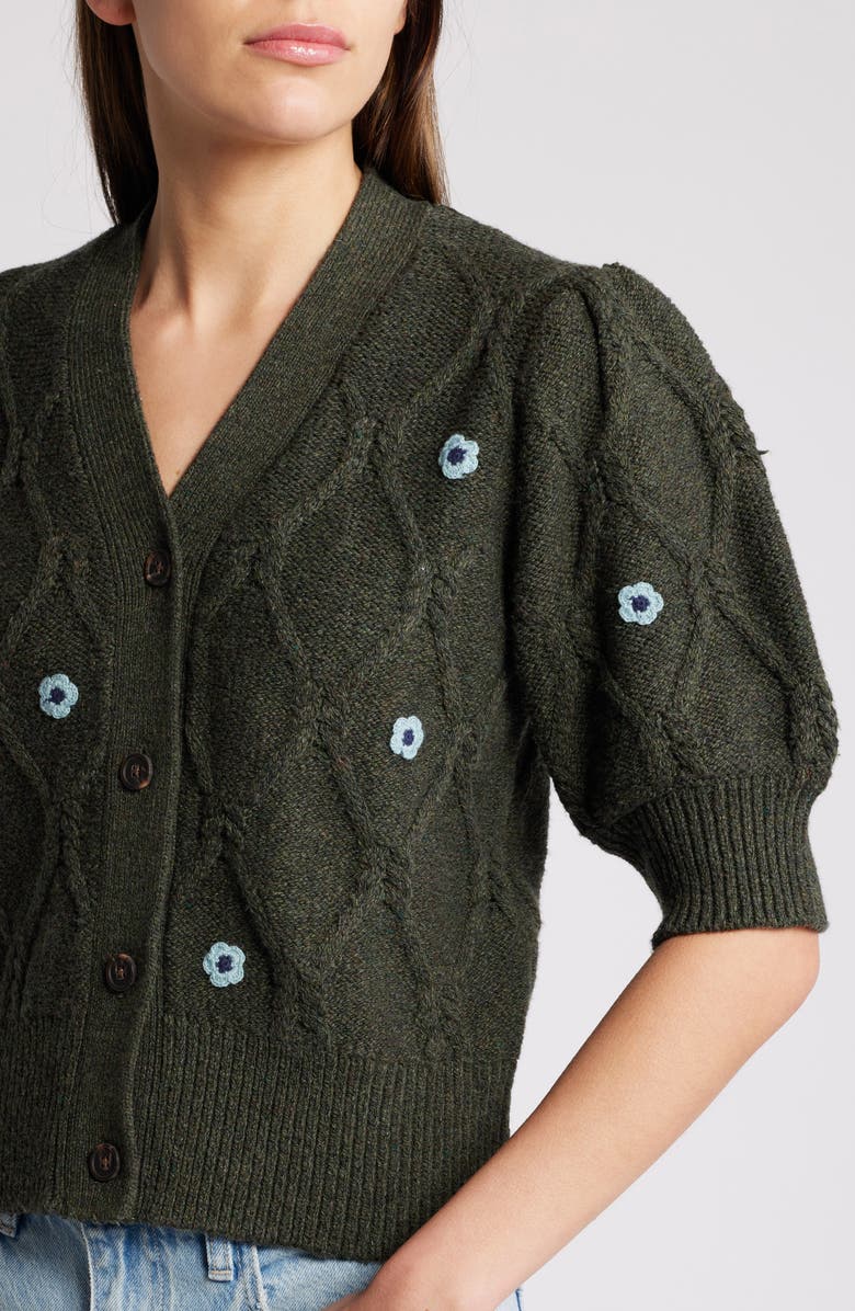 Rails Isla Floral Embroidered Elbow Sleeve Button-Up Cardigan, Alternate, color,