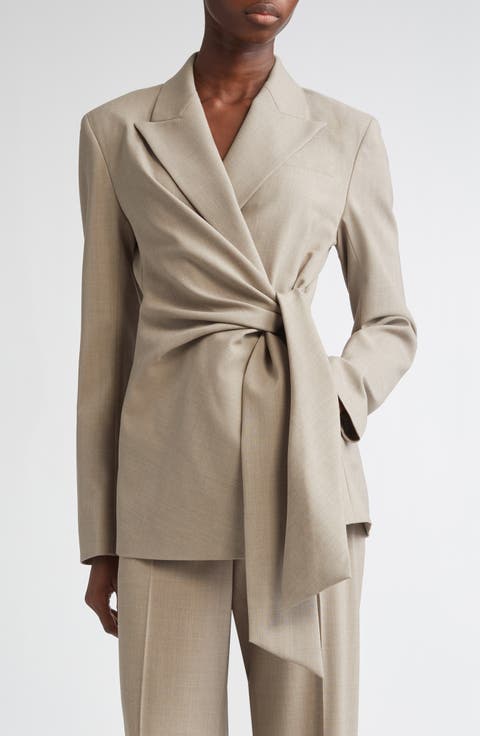 Slim Fit Responsible Stretch Wool Wrap Blazer