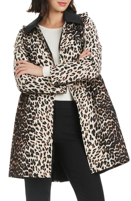 Kate Spade New York Water Resistant Leopard Print A-line Raincoat In Animal Print