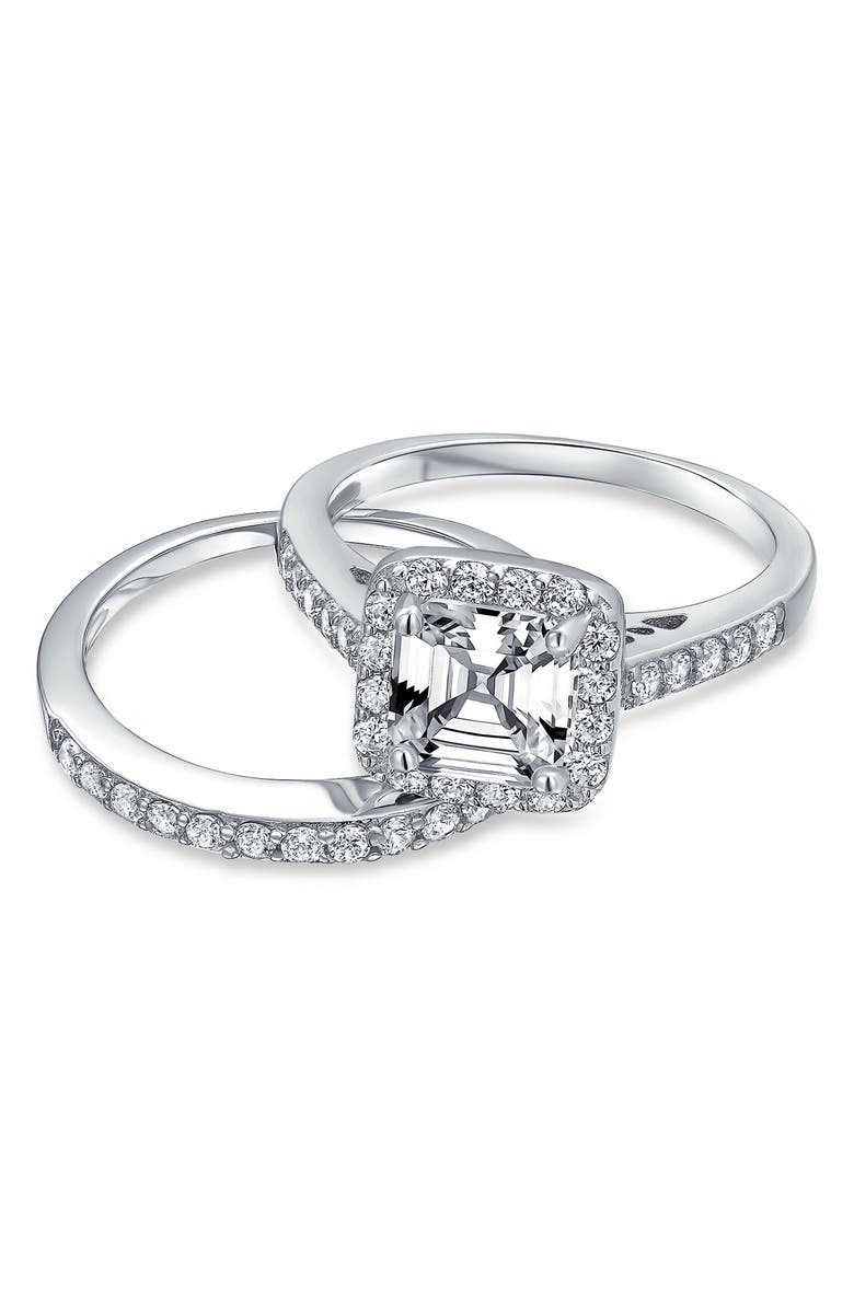 BLING JEWELRY Art Deco Style Square Solitaire Rings - Set of 2, Alternate, color,