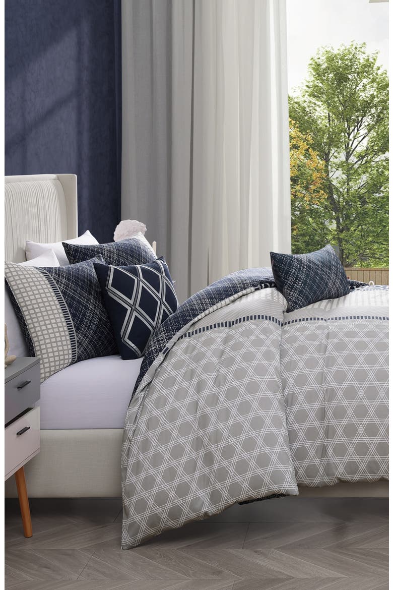 Vertigeo Reversible Cotton Sateen Comforter Set, Alternate, color, BLUE