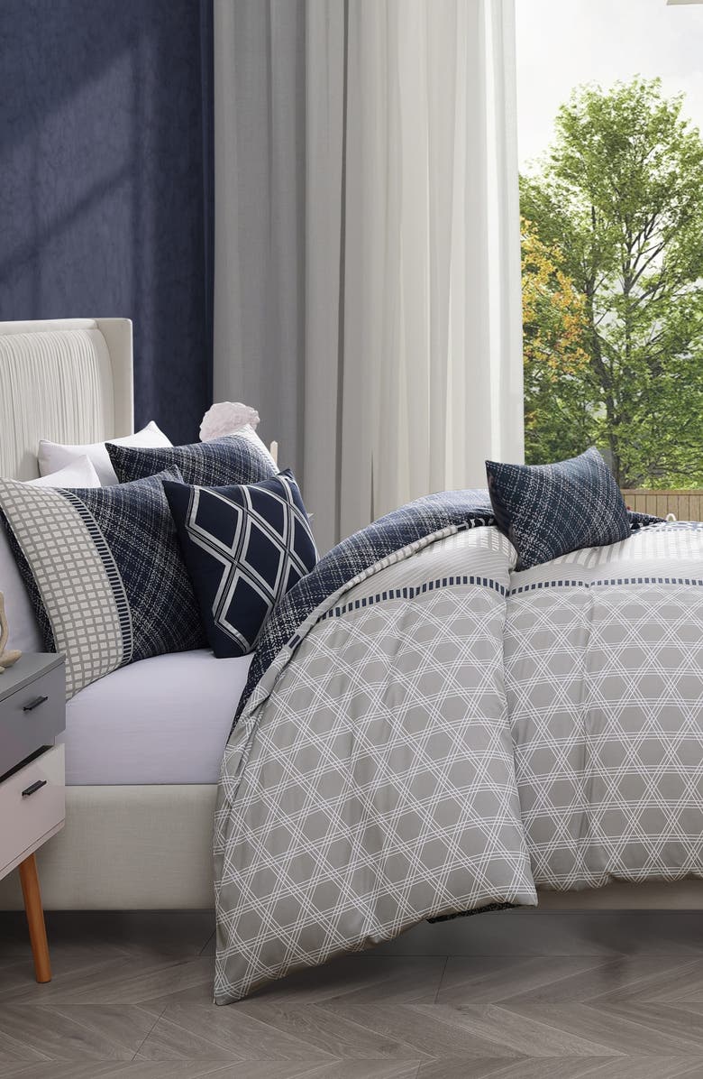 Bebejan Vertigeo Reversible Cotton Sateen Comforter Set, Alternate, color, Blue