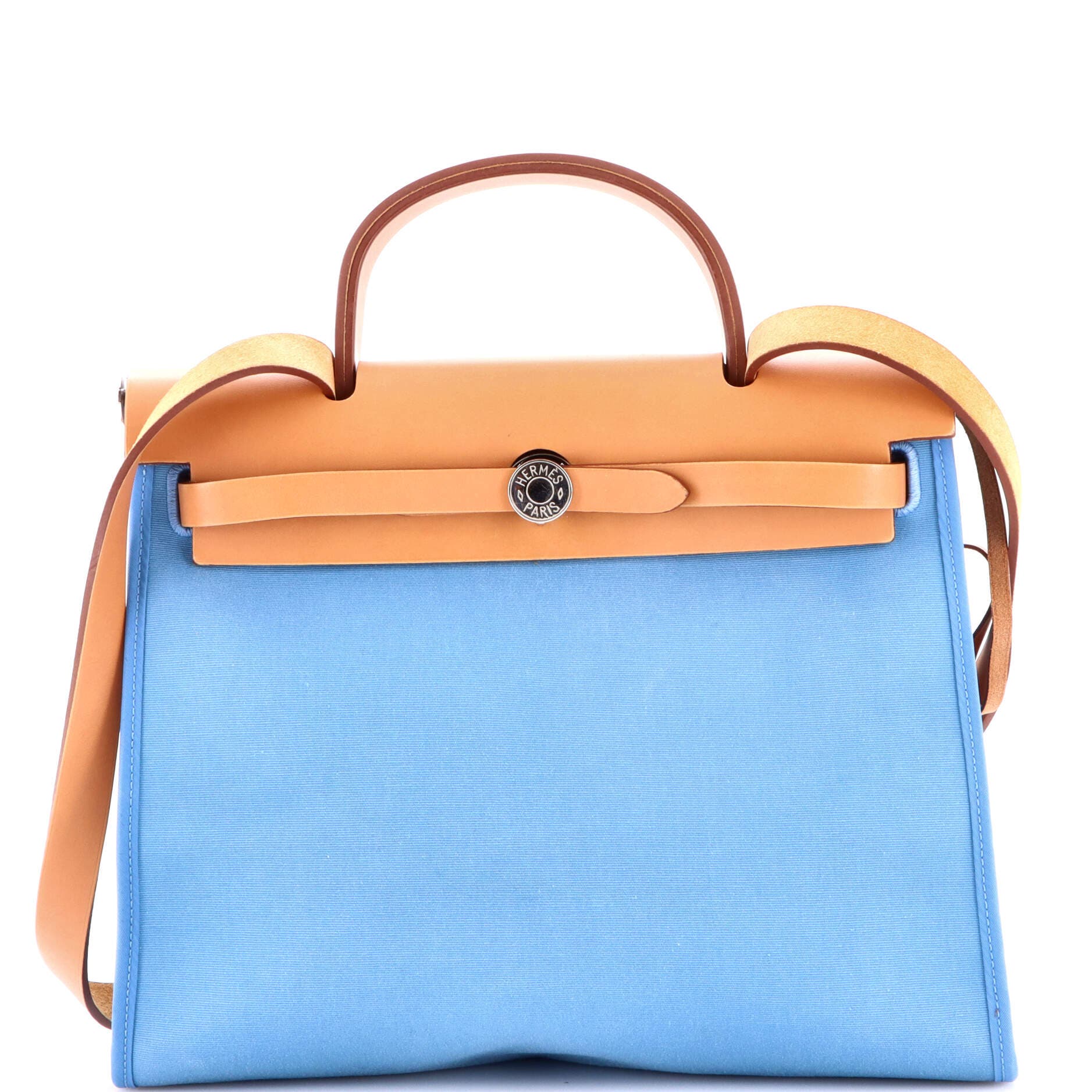 Pre-Owned Hermes Herbag Zip Leather and Toile 31, Main, color, 