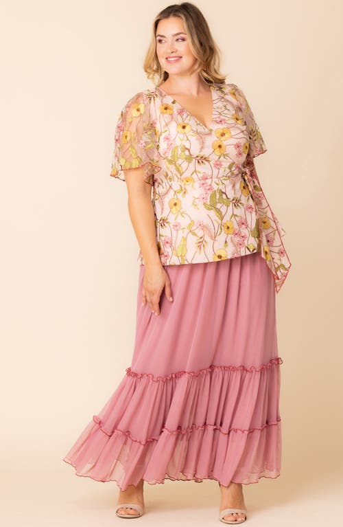 Shop Kiyonna Rosalie Embroidery Wrap Top In Dawn Garden