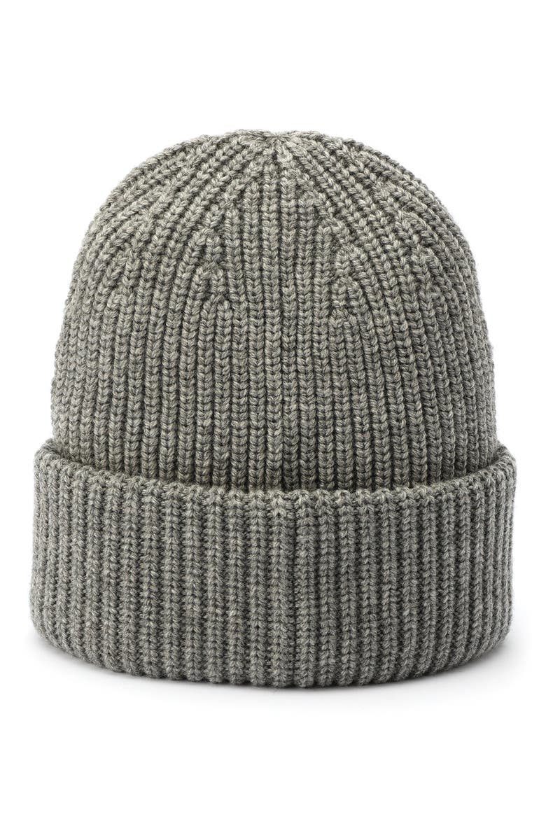 Travelling Rib Knit Wool Blend Beanie, Alternate, color, GREY MARL