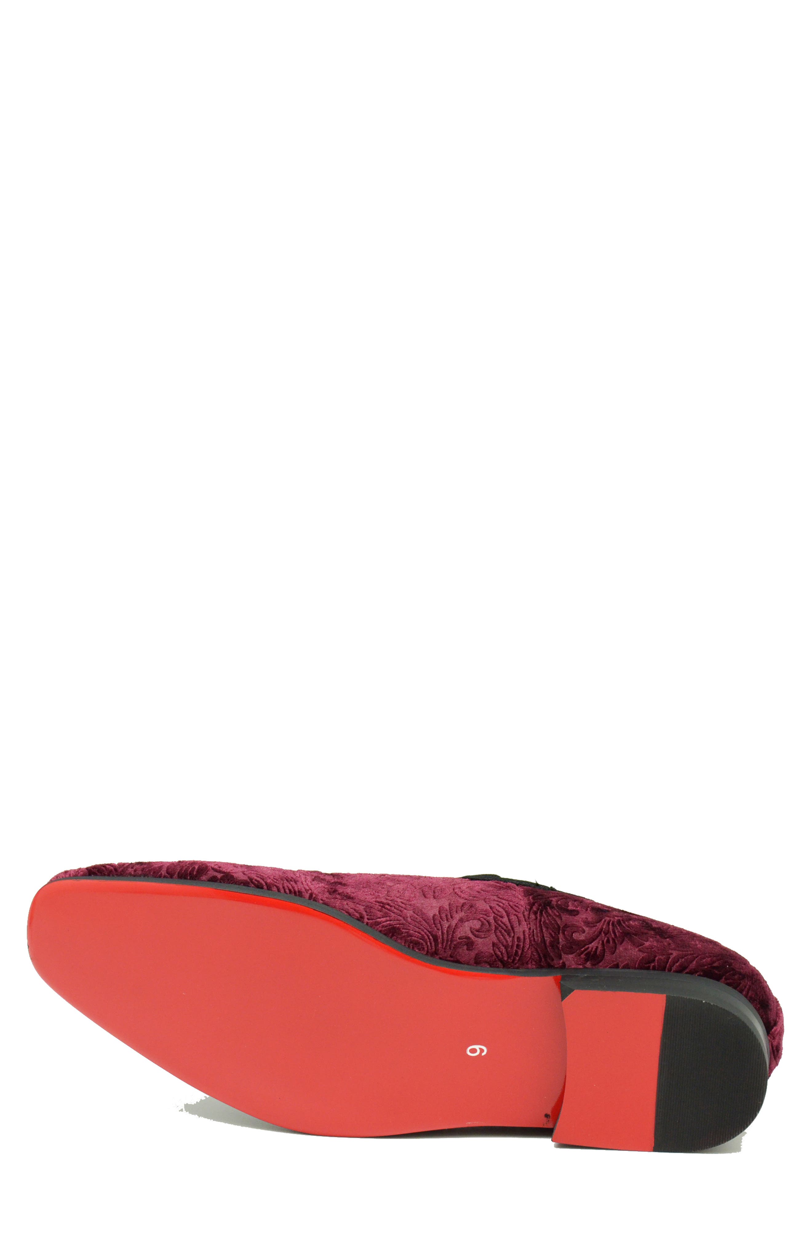 Broderick Velvet Loafer, Alternate, color, BURGUNDY