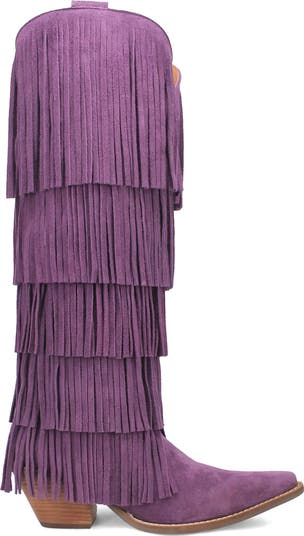 Wild Child Fringe Knee High Western Boot