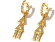 Color Shout Alpha Delta Pi Greek Letter Huggie + Charm Earrings