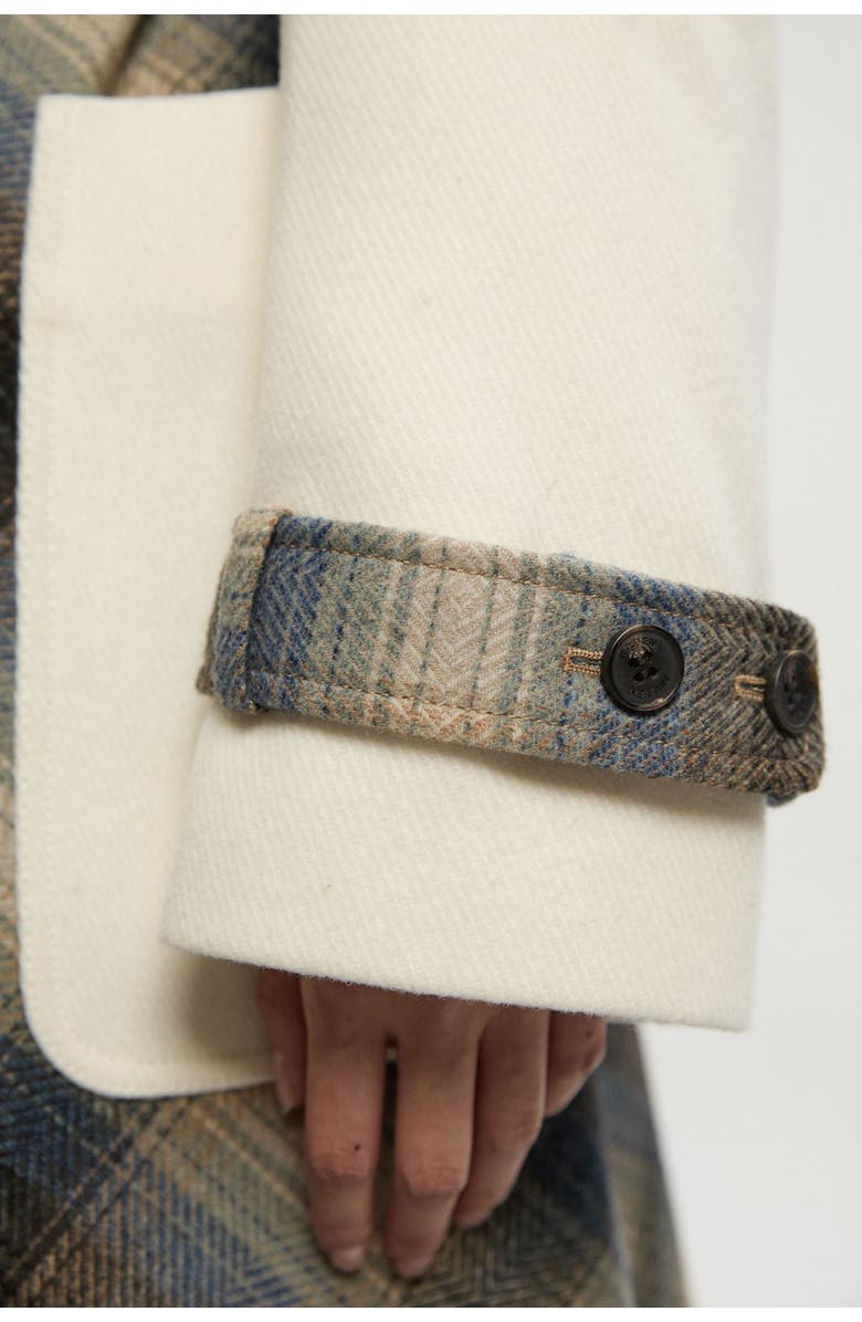 Karen Millen Wool Check Trench Midi Coat, Alternate, color, Ivory