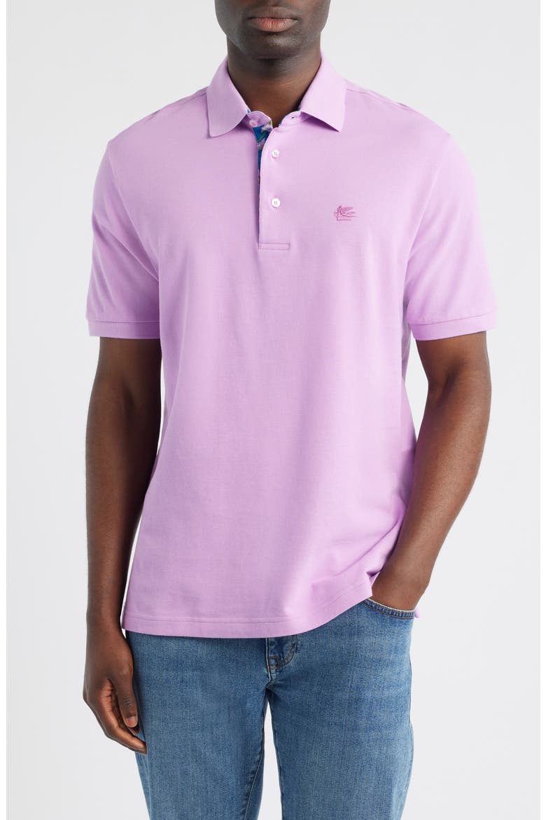 Roma Solid Cotton Piqué Polo, Main, color, VIOLA
