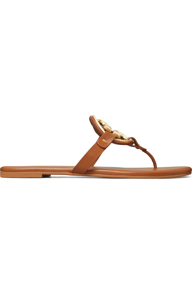 Tory Burch Metal Miller Soft Leather Sandal, Alternate, color, Bourbon Miele