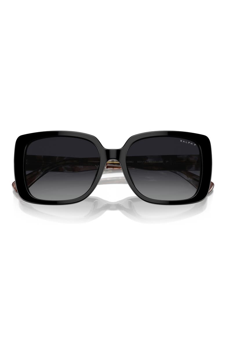 55mm Polarized Rectangle Sunglasses, Alternate, color, SHINY BLACK / GRADIENT GREY