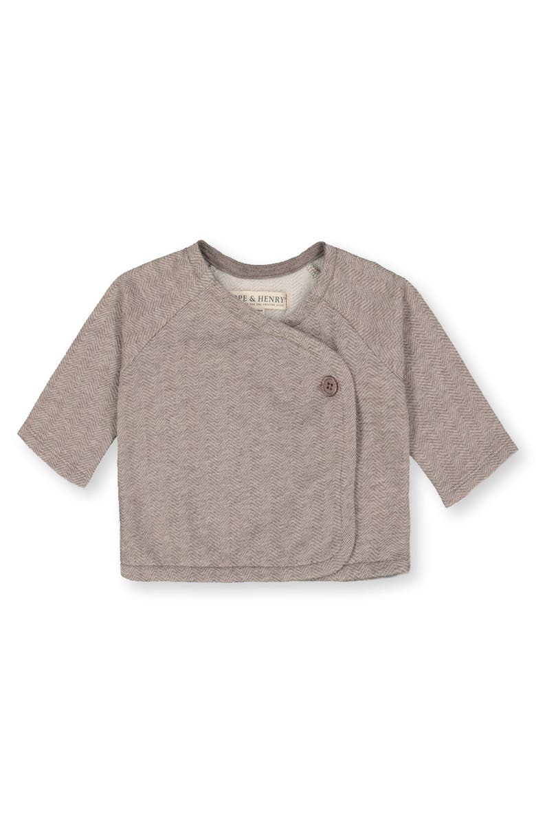 Hope & Henry Baby "Fleece Kimono Top, Legging, and Bonnet Set", Infant, Alternate, color, Brown