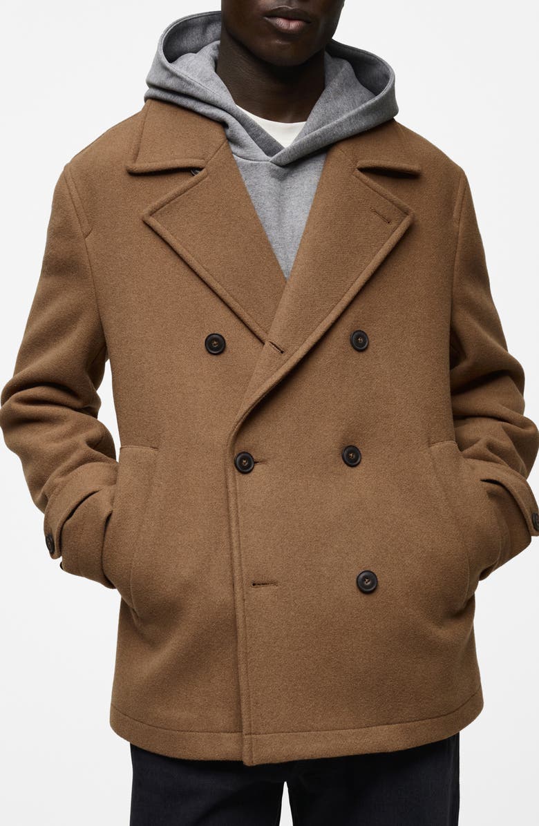 MANGO Wool Blend Peacoat, Main, color, 