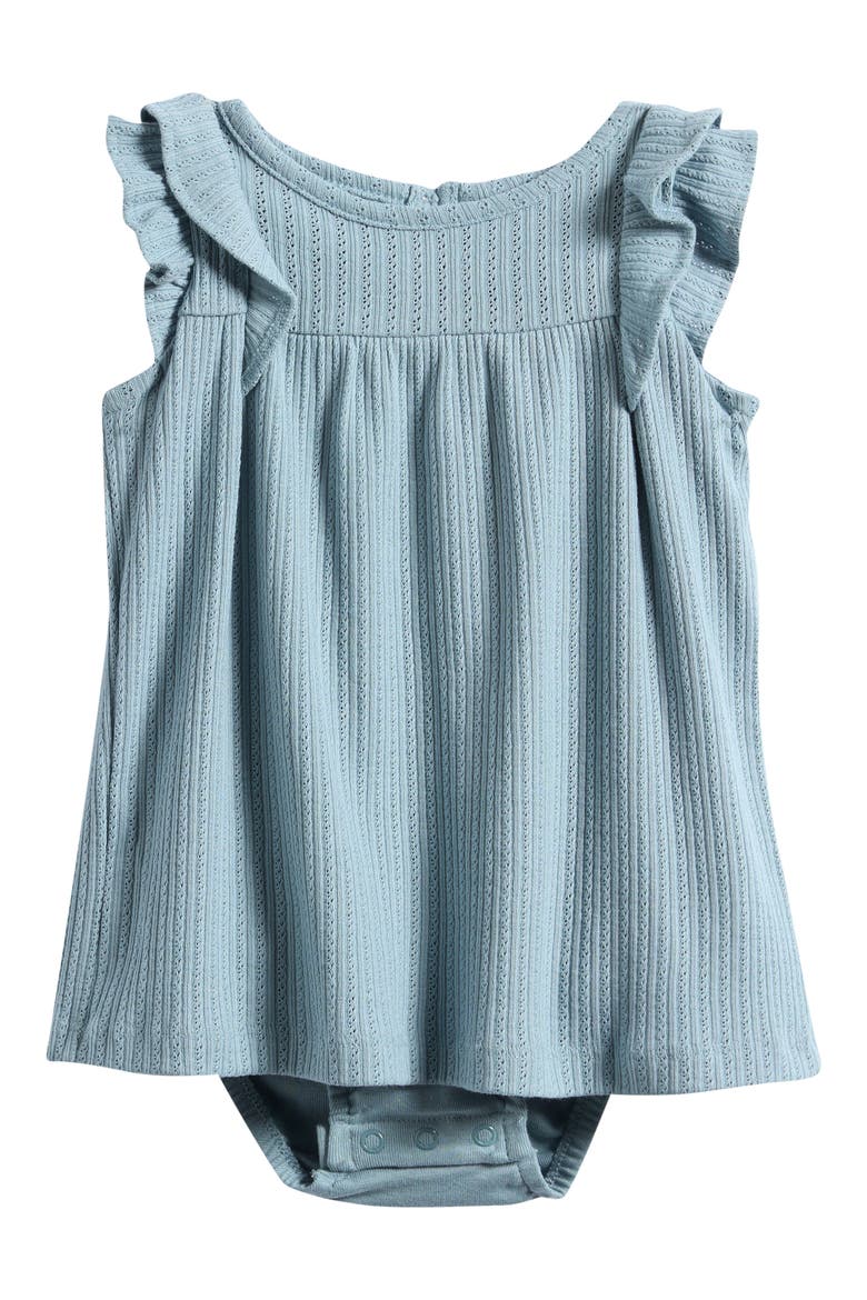 Knit Pointelle Dress, Main, color, BLUE