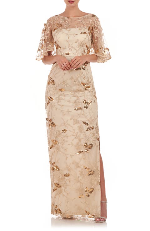 Daphne Embroidered Sequin Column Gown