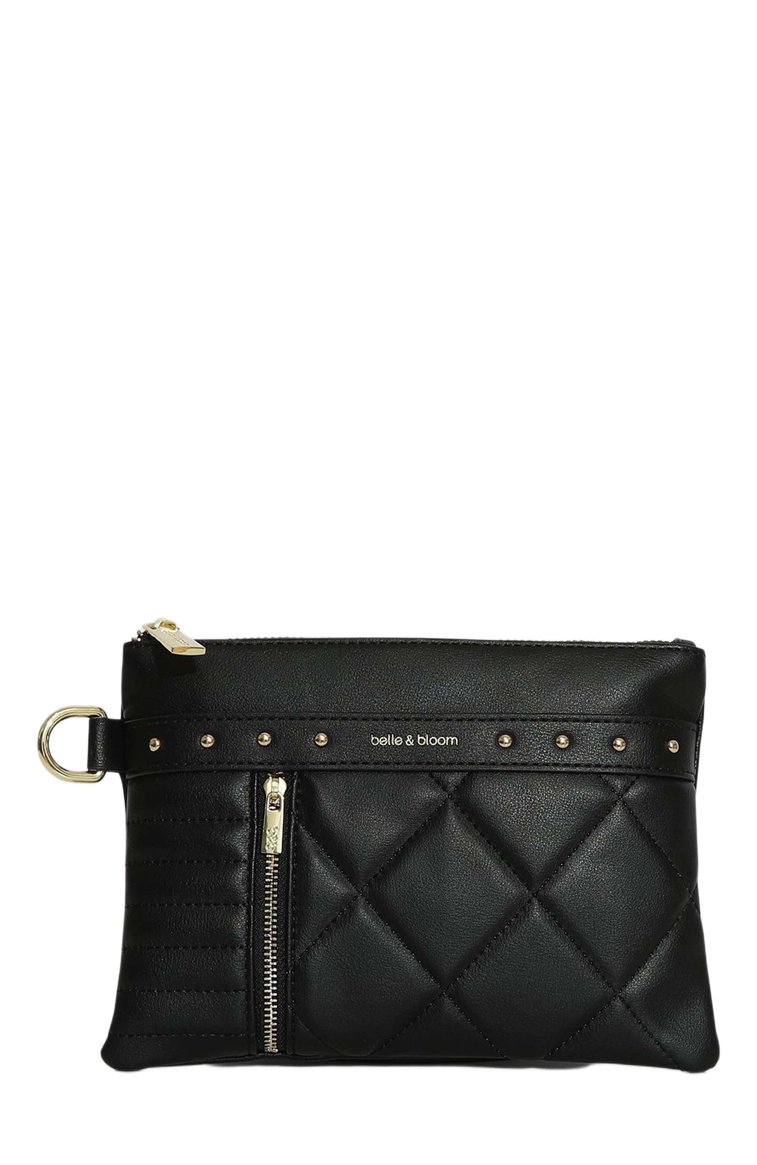 Belle & Bloom Be Mine Quilted Pouch, Main, color, Black