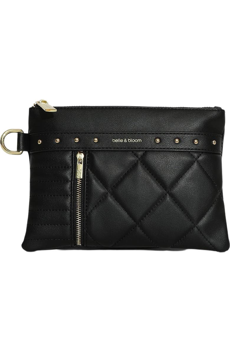 Belle & Bloom Be Mine Quilted Pouch, Main, color, Black