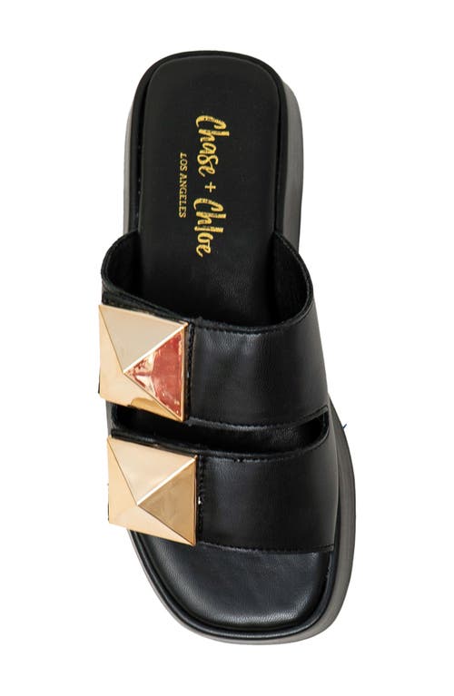 Chase & Chloe Chase And Chloe Pyramid Stud Platform Slide Sandal