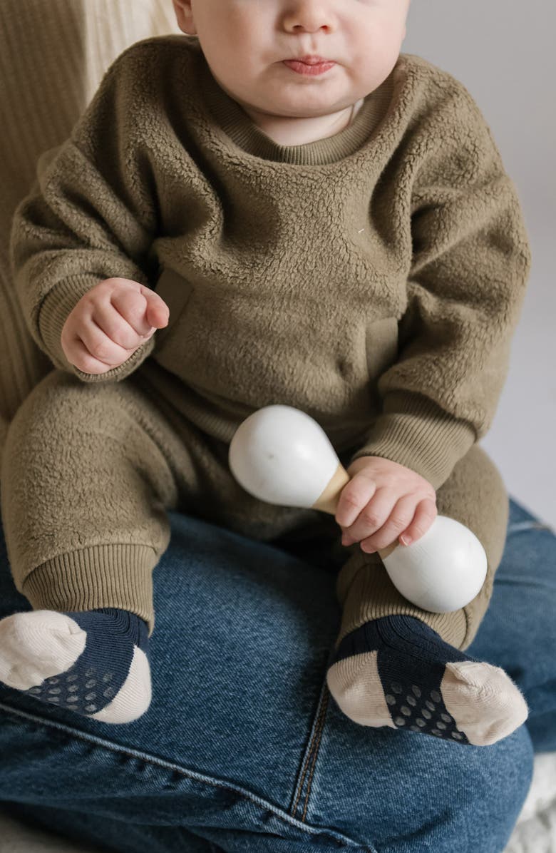 Pehr Organic Cotton Teddy Fleece Harem Pants, Alternate, color, Moss