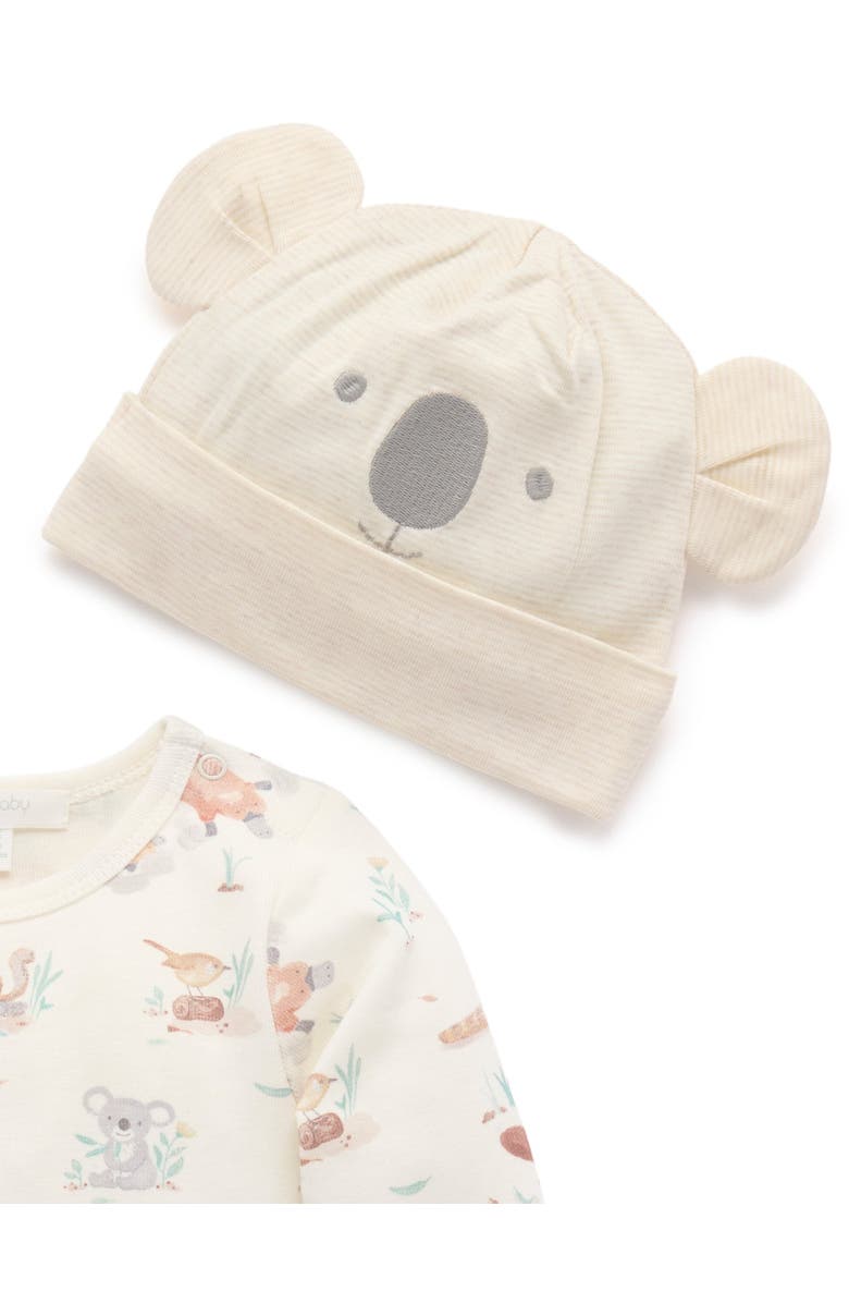 Purebaby 3 Piece Australiana Set with Hat, Alternate, color, Bush Babies