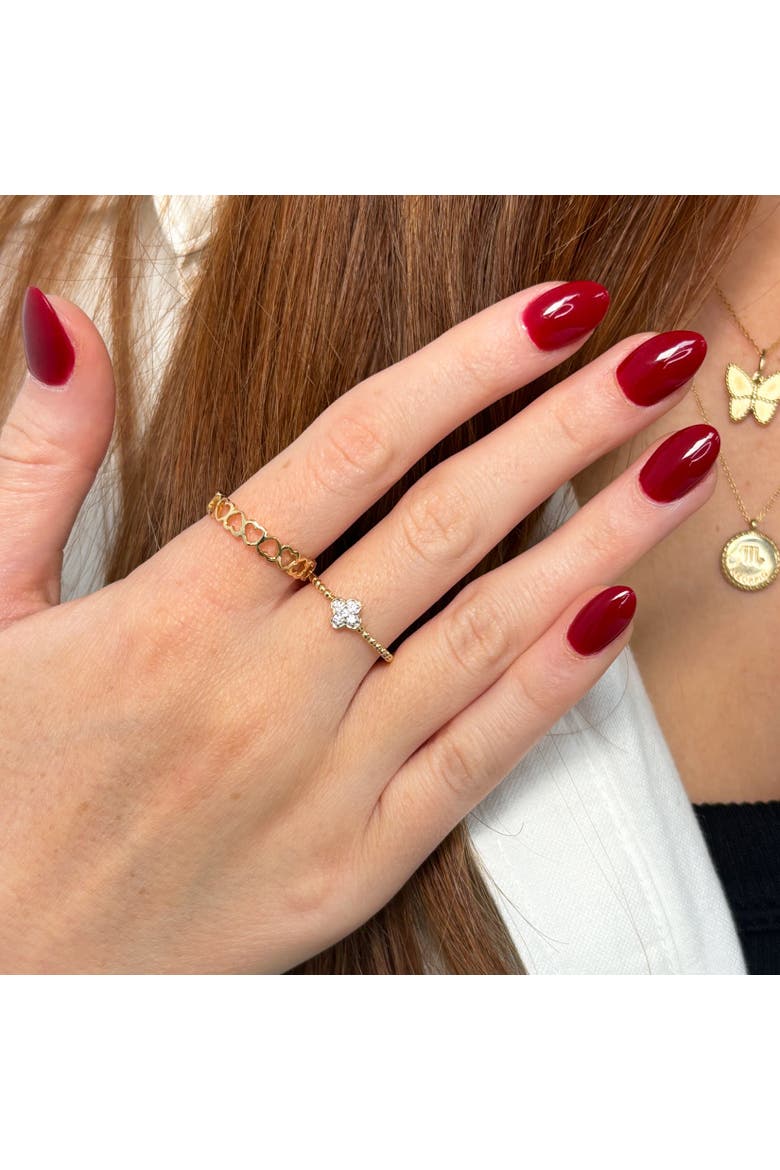 Diamond Clover Bead Ring, Alternate, color, Yellow Gold