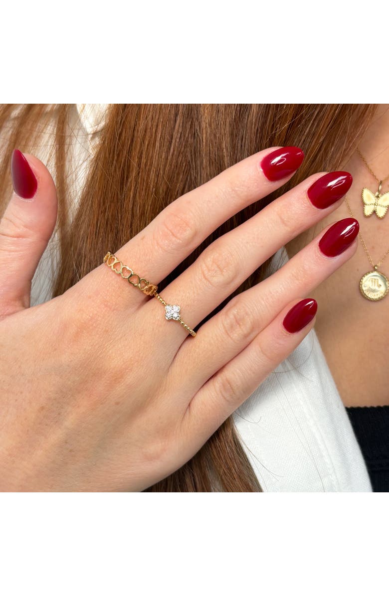 The Lovery Fine Jewelry Diamond Clover Bead Ring, Alternate, color, Yellow Gold