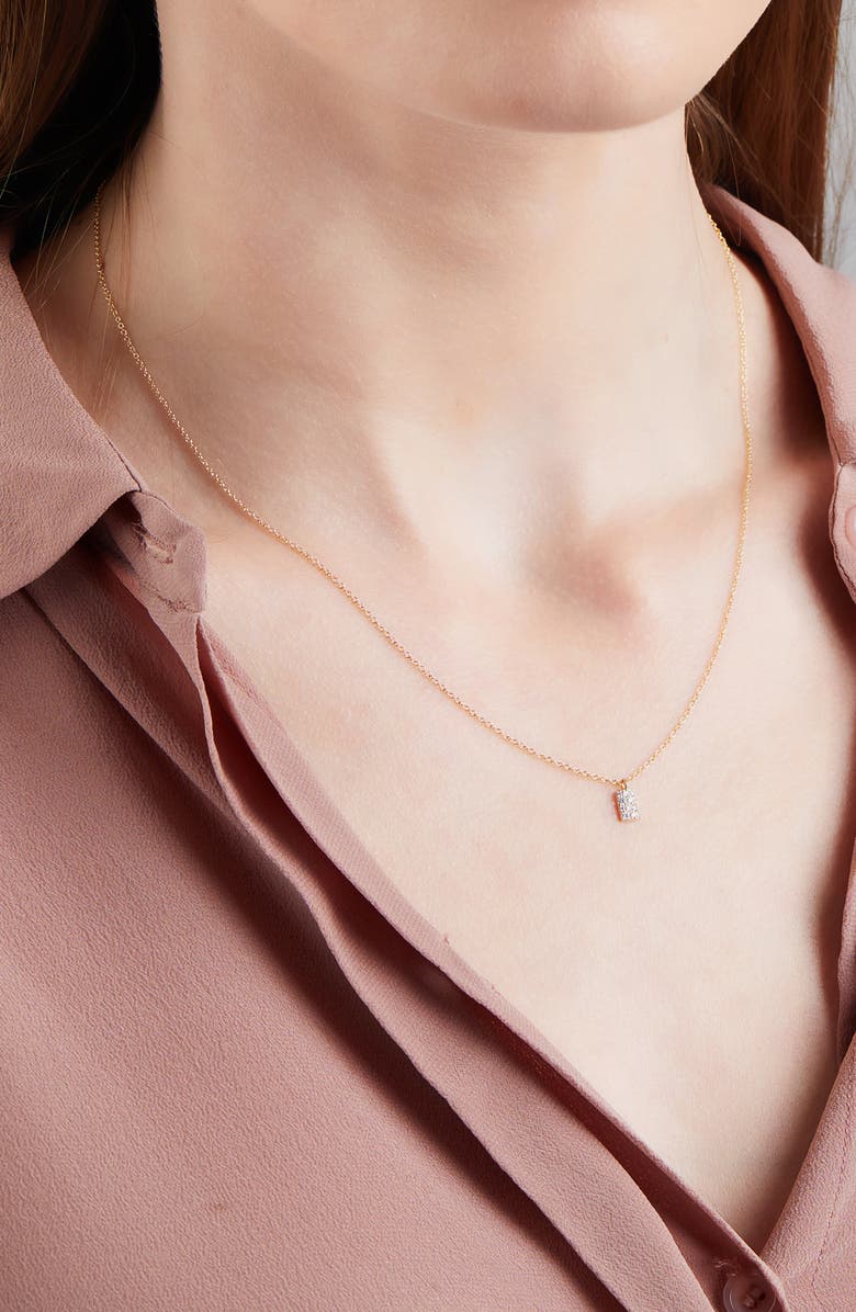 Bony Levy Katharine Pavé Rectangular Pendant Necklace, Alternate, color, 18Ky