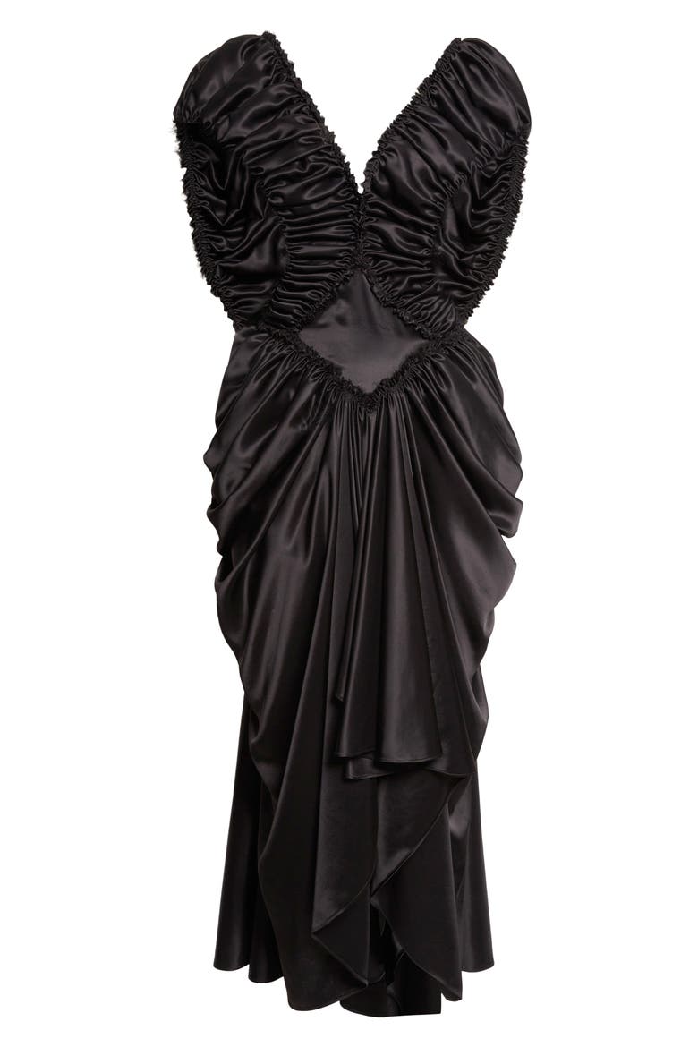 Diamond Satin & Lace Slipdress, Alternate, color, BLACK