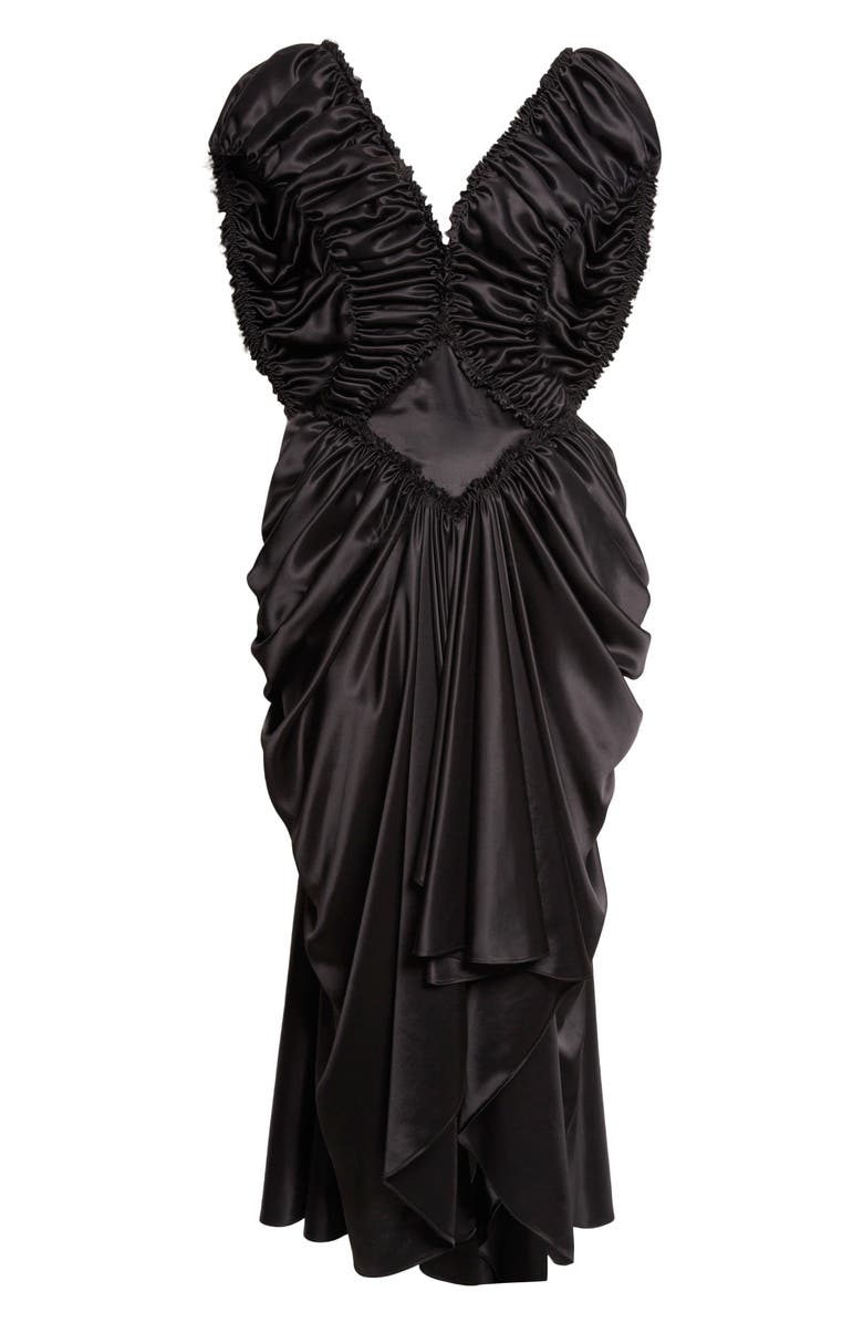 Collina Strada Diamond Satin & Lace Slipdress, Alternate, color, Black
