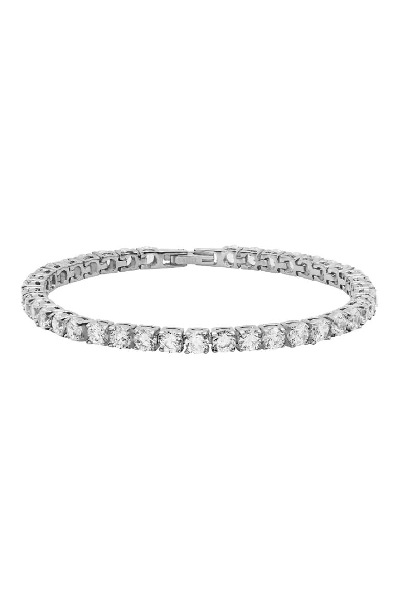 18K White Gold Plated Crystal Tennis Bracelet, Main, color, SILVER