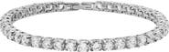 STEELTIME 18K White Gold Plated Crystal Tennis Bracelet
